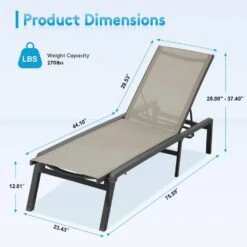 Modern Inspired Beige Metal Outdoor Chaise Lounge -More Furniture Store jearey outdoor chaise lounges aflc beige 44 1000