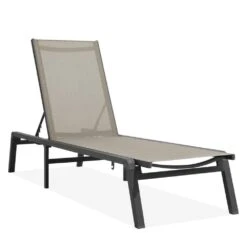 Modern Inspired Beige Metal Outdoor Chaise Lounge -More Furniture Store jearey outdoor chaise lounges aflc beige c3 1000