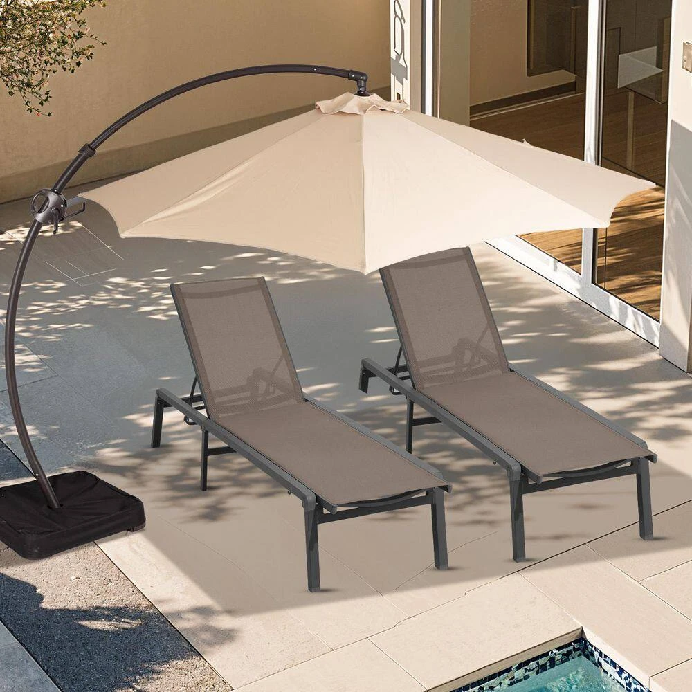 Modern Inspired Mocha Metal Outdoor Chaise Lounge 7 Modern Inspired Mocha Metal Outdoor Chaise Lounge - Image 7