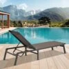 Modern Inspired Mocha Metal Outdoor Chaise Lounge