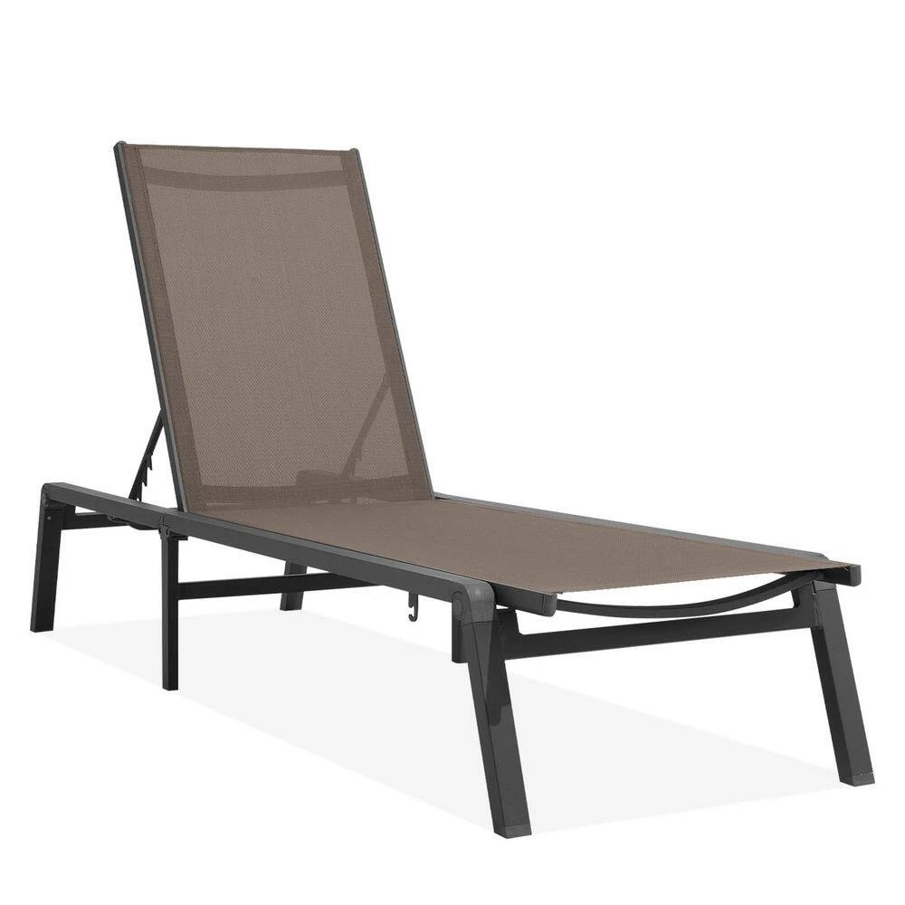Modern Inspired Mocha Metal Outdoor Chaise Lounge 5 Modern Inspired Mocha Metal Outdoor Chaise Lounge - Image 5