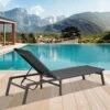 Modern Inspired Gray Metal Outdoor Chaise Lounge