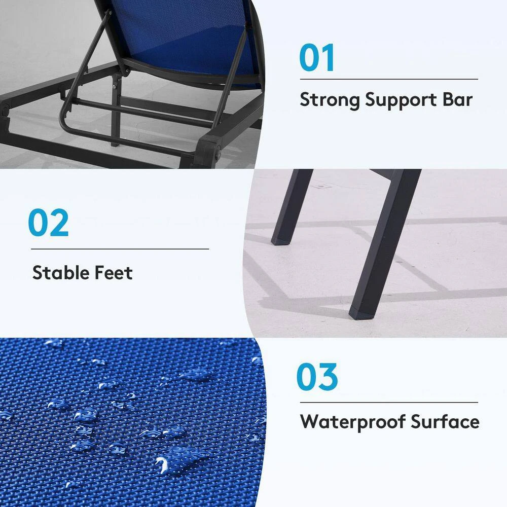 Modern Inspired Teal Metal Outdoor Chaise Lounge 2 Modern Inspired Teal Metal Outdoor Chaise Lounge - Image 2