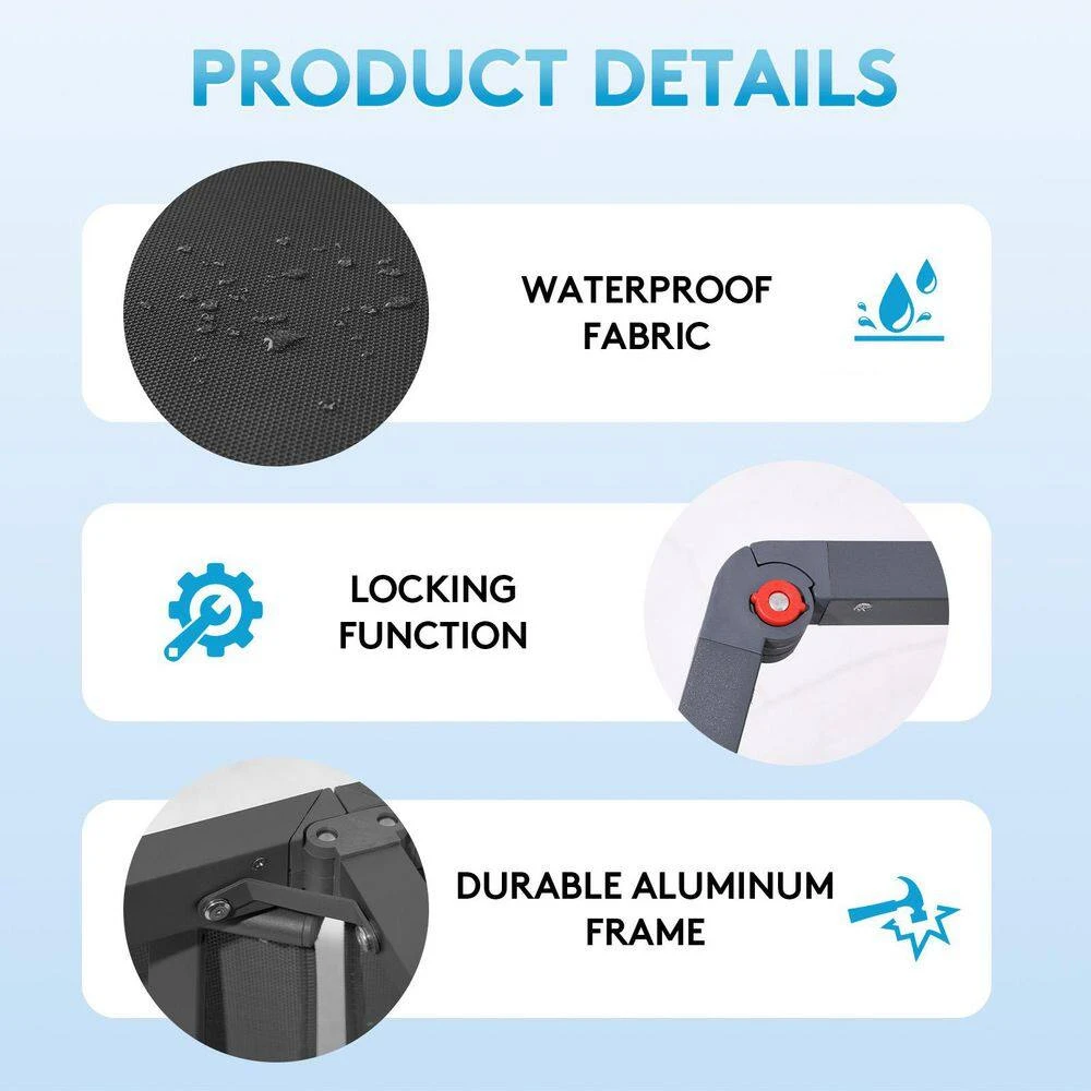 Modern Inspired Gray Metal Outdoor Chaise Lounge Set Of 2 3 Modern Inspired Gray Metal Outdoor Chaise Lounge Set Of 2 - Image 3