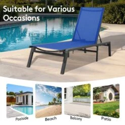 Modern Inspired Teal Metal Outdoor Chaise Lounge Set Of 2 -More Furniture Store jearey outdoor chaise lounges aflc2 teal d4 1000