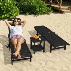 HDPE Black 5-Level Adjustment Outdoor Lounge Chair (1-Pack) -More Furniture Store jearey outdoor chaise lounges ysdty black c3 1000