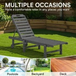 HDPE Grey 5-Level Adjustment Outdoor Lounge Chair (1-Pack) -More Furniture Store jearey outdoor chaise lounges ysdty grey 1f 1000