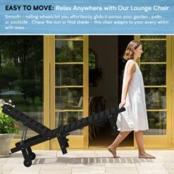 HDPE Black Plastic 5-Level Adjustment Outdoor Chaise Lounge Reliner Chair (1-Pack) -More Furniture Store jearey outdoor chaise lounges zsjh7jt gy k fa 1000