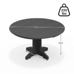 Gray Round HDPE Conversation Coffee Table, Weather Resistant Outdoor Dining Table -More Furniture Store jearey outdoor coffee tables yxkfz gr 1f 1000