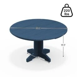 Navy Blue Round HDPE Conversation Coffee Table, Weather Resistant Outdoor Dining Table -More Furniture Store jearey outdoor coffee tables yxkfz na 1f 1000