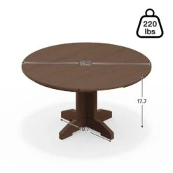 Brown Round HDPE Conversation Coffee Table, Weather Resistant Outdoor Dining Table -More Furniture Store jearey outdoor coffee tables yxkfz zm 1f 1000