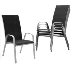 Charlotte Stackable Black Outdoor Dining Chair Set Of 4 -More Furniture Store jearey outdoor dining chairs xltddy 4 black c3 1000