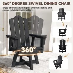 HDPE Outdoor Swivel Dining Chair Black HDPE Frame Swivel Dining Chair With Cloud Backrest -More Furniture Store jearey outdoor dining chairs xzcy black 1f 1000