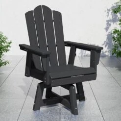 HDPE Outdoor Swivel Dining Chair Black HDPE Frame Swivel Dining Chair With Cloud Backrest -More Furniture Store jearey outdoor dining chairs xzcy black 31 1000