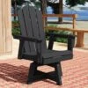 HDPE Outdoor Swivel Dining Chair Black HDPE Frame Swivel Dining Chair With Cloud Backrest