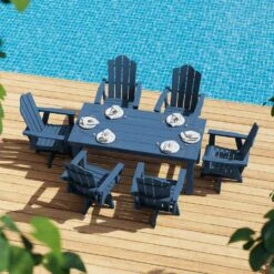 HDPE Outdoor Swivel Dining Chair Navy HDPE Frame Swivel Dining Chair With Cloud Backrest 12 HDPE Outdoor Swivel Dining Chair Navy HDPE Frame Swivel Dining Chair With Cloud Backrest -More Furniture Store jearey outdoor dining chairs xzcy navy 4f 1000