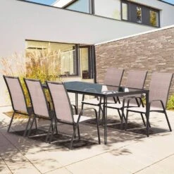 Charlotte Stackable Brown Outdoor Dining Chair (Set Of 2) -More Furniture Store jearey outdoor dining chairs ykdj fushia 44 1000