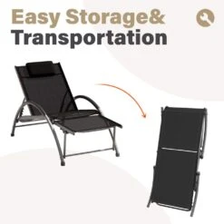 Black Metal Aluminum Outdoor 5-Positions Adjustable Chaise Lounge With Frame -More Furniture Store jearey outdoor lounge chairs e11 02xxy dgn 1f 1000