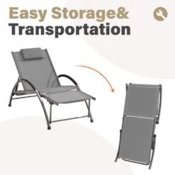 Grey Metal Aluminum Outdoor 5-Positions Adjustable Chaise Lounge With Frame 12 Grey Metal Aluminum Outdoor 5-Positions Adjustable Chaise Lounge With Frame -More Furniture Store jearey outdoor lounge chairs e11 02xxy gy 1f 1000