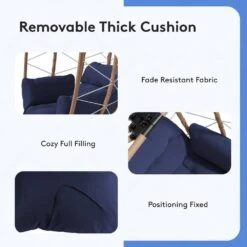 Woven Navy Wicker Outdoor Lounge Egg Chair With Coffee Table And Navy Cushion -More Furniture Store jearey outdoor lounge chairs egg ch ny 1f 1000