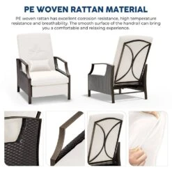 Charlotte Beige Wicker Outdoor Chaise Lounge Push Hand Recliner With Cushions -More Furniture Store jearey outdoor lounge chairs rcpcb beige 1f 1000