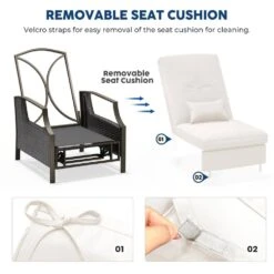 Charlotte Beige Wicker Outdoor Chaise Lounge Push Hand Recliner With Cushions -More Furniture Store jearey outdoor lounge chairs rcpcb beige 4f 1000