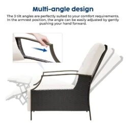 Charlotte Beige Wicker Outdoor Chaise Lounge Push Hand Recliner With Cushions -More Furniture Store jearey outdoor lounge chairs rcpcb beige c3 1000