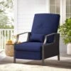 Charlotte Navy Wicker Outdoor Chaise Lounge Push Hand Recliner With Cushions
