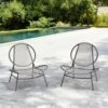 Grey Round Rattan Patio Rust-Proof Outdoor Chairs (Set Of 2)
