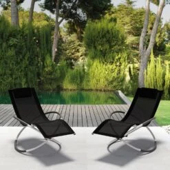 Outdoor Black Metal Patio Reclining Foldable Lounge Chair For Patio Pool Beach Sunbathing Chair -More Furniture Store jearey outdoor lounge chairs xty hd grey 31 1000