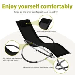 Outdoor Black Metal Patio Reclining Foldable Lounge Chair For Patio Pool Beach Sunbathing Chair -More Furniture Store jearey outdoor lounge chairs xty hd grey c3 1000