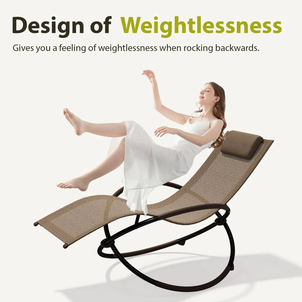 Outdoor Khaki Aluminum Patio Reclining Foldable Lounge Chair For Patio Pool Beach Sunbathing Chair 5 Outdoor Khaki Aluminum Patio Reclining Foldable Lounge Chair For Patio Pool Beach Sunbathing Chair - Image 5