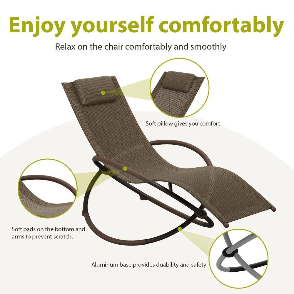 Outdoor Khaki Aluminum Patio Reclining Foldable Lounge Chair For Patio Pool Beach Sunbathing Chair 4 Outdoor Khaki Aluminum Patio Reclining Foldable Lounge Chair For Patio Pool Beach Sunbathing Chair - Image 4