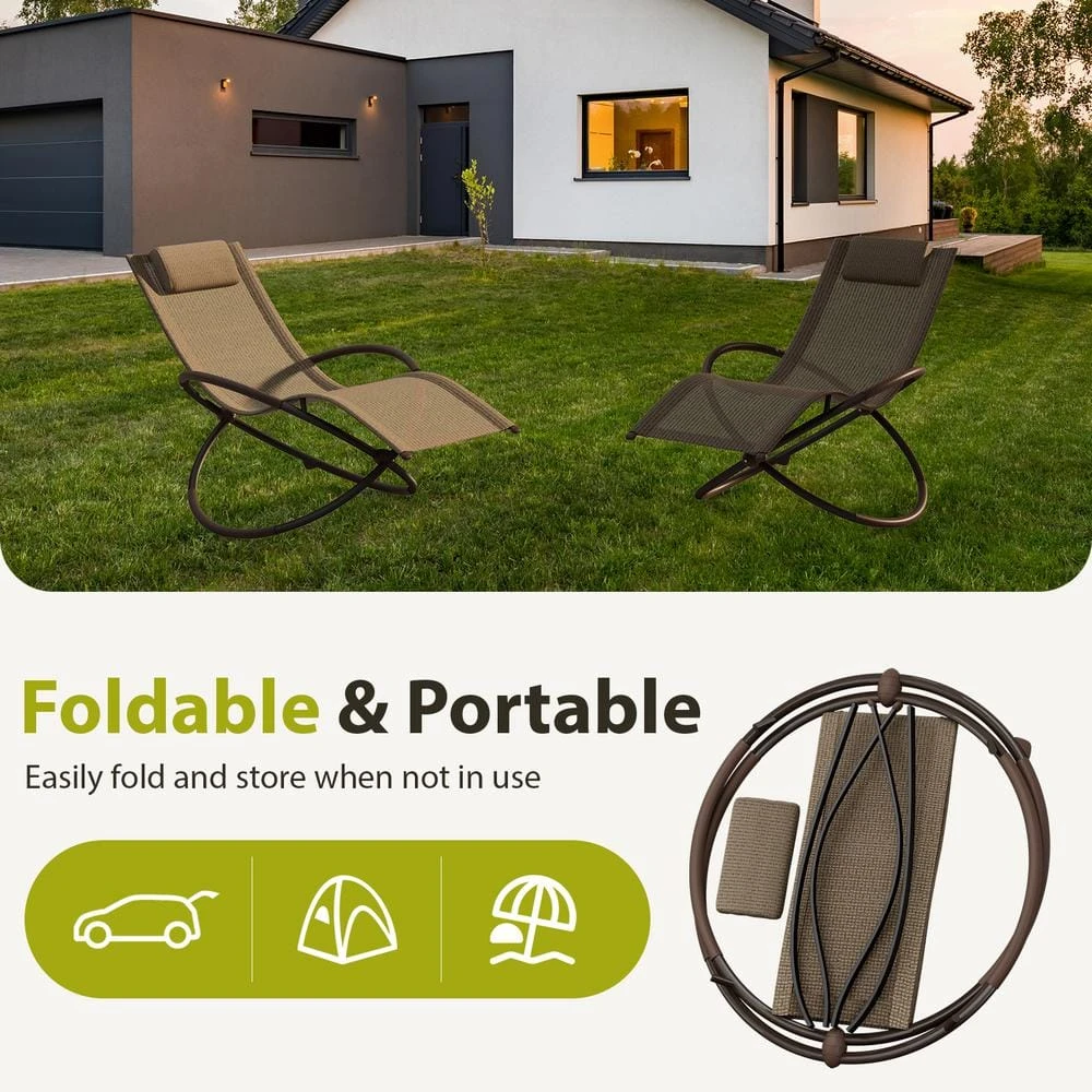 Outdoor Khaki Aluminum Patio Reclining Foldable Lounge Chair For Patio Pool Beach Sunbathing Chair 3 Outdoor Khaki Aluminum Patio Reclining Foldable Lounge Chair For Patio Pool Beach Sunbathing Chair - Image 3