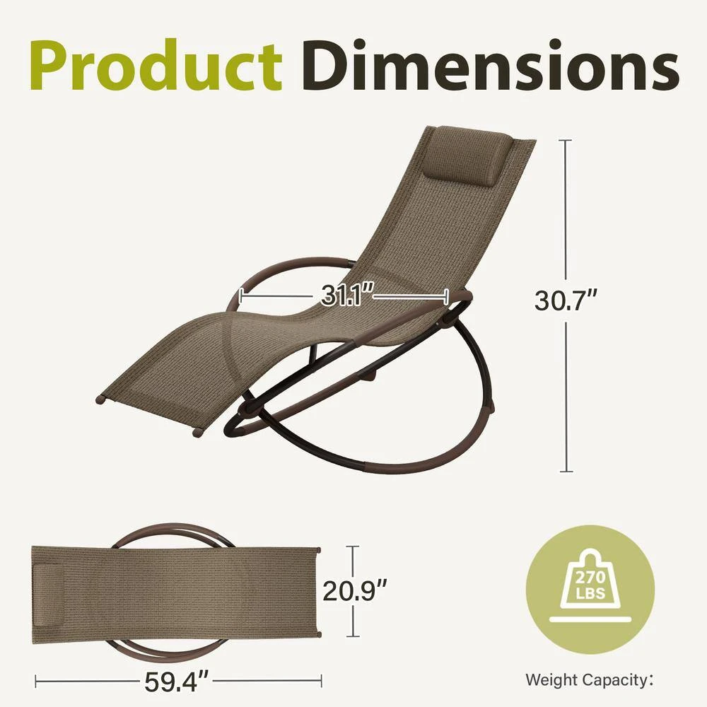 Outdoor Khaki Aluminum Patio Reclining Foldable Lounge Chair For Patio Pool Beach Sunbathing Chair 2 Outdoor Khaki Aluminum Patio Reclining Foldable Lounge Chair For Patio Pool Beach Sunbathing Chair - Image 2