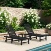 HDPE Black Plastic 5-Level Adjustment Outdoor Lounge Recliner Chair (Set Of 2)