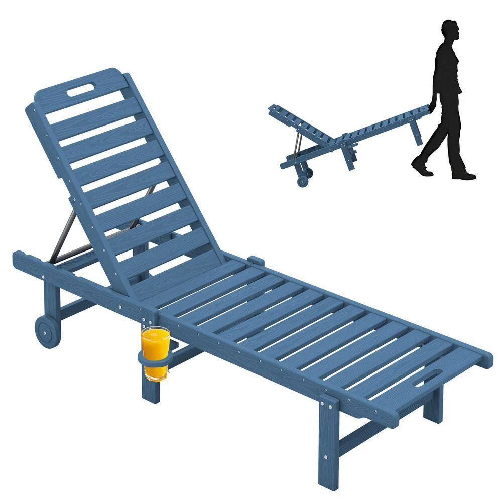 HDPE Navy 5-Level Adjustment Outdoor Lounge Recliner Chair (Set Of 2) 9 HDPE Navy 5-Level Adjustment Outdoor Lounge Recliner Chair (Set Of 2) - Image 9