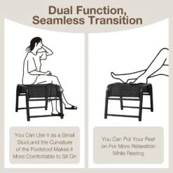 Textilene Fabric Metal Frame Black Outdoor Ottoman With Navy Cushion For Patio(2-Pack) 15 Textilene Fabric Metal Frame Black Outdoor Ottoman With Navy Cushion For Patio(2-Pack) -More Furniture Store jearey outdoor ottomans jl black fa 1000