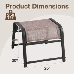 Textilene Fabric Metal Frame Brown Outdoor Ottoman With Navy Cushion For Patio(2-Pack) -More Furniture Store jearey outdoor ottomans jl brown c3 1000