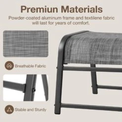 Textilene Fabric Metal Frame Gray Outdoor Ottoman With Navy Cushion For Patio (2-Pack) -More Furniture Store jearey outdoor ottomans jl hb 76 1000