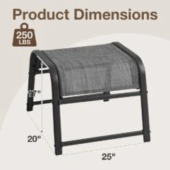 Textilene Fabric Metal Frame Gray Outdoor Ottoman With Navy Cushion For Patio (2-Pack) -More Furniture Store jearey outdoor ottomans jl hb c3 1000