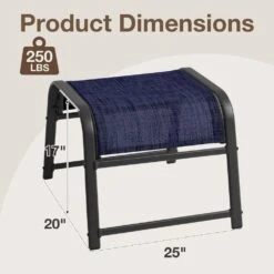 Textilene Fabric Metal Frame Navy Outdoor Ottoman With Navy Cushion For Patio(2-Pack) -More Furniture Store jearey outdoor ottomans jl navy c3 1000