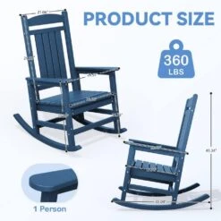 HDPE Plastic Slat Adirondack Outdoor Rocking Chair For Porch Rocker, Navy -More Furniture Store jearey outdoor rocking chairs 0jktryy3 ny 4f 1000