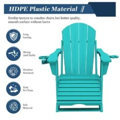 Adirondack Plastic HDPE Folding Outdoor Rocking Chair With Retractable Ottoman And Cup Holder For Patios In Peacock Blue 13 Adirondack Plastic HDPE Folding Outdoor Rocking Chair With Retractable Ottoman And Cup Holder For Patios In Peacock Blue -More Furniture Store jearey outdoor rocking chairs dgnyy blue 1f 1000