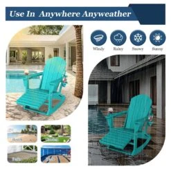 Adirondack Plastic HDPE Folding Outdoor Rocking Chair With Retractable Ottoman And Cup Holder For Patios In Peacock Blue 17 Adirondack Plastic HDPE Folding Outdoor Rocking Chair With Retractable Ottoman And Cup Holder For Patios In Peacock Blue -More Furniture Store jearey outdoor rocking chairs dgnyy blue 31 1000