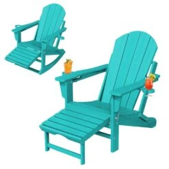 Adirondack Plastic HDPE Folding Outdoor Rocking Chair With Retractable Ottoman And Cup Holder For Patios In Peacock Blue 11 Adirondack Plastic HDPE Folding Outdoor Rocking Chair With Retractable Ottoman And Cup Holder For Patios In Peacock Blue -More Furniture Store jearey outdoor rocking chairs dgnyy blue c3 1000