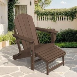 Adirondack Plastic HDPE Folding Outdoor Rocking Chair With Retractable Ottoman And Cup Holder For Patios In BRown 12 Adirondack Plastic HDPE Folding Outdoor Rocking Chair With Retractable Ottoman And Cup Holder For Patios In BRown -More Furniture Store jearey outdoor rocking chairs dgnyy brown 4f 1000