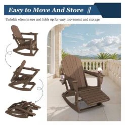 Adirondack Plastic HDPE Folding Outdoor Rocking Chair With Retractable Ottoman And Cup Holder For Patios In BRown 15 Adirondack Plastic HDPE Folding Outdoor Rocking Chair With Retractable Ottoman And Cup Holder For Patios In BRown -More Furniture Store jearey outdoor rocking chairs dgnyy brown fa 1000
