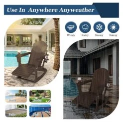Adirondack Plastic HDPE Folding Outdoor Rocking Chair With Retractable Ottoman And Cup Holder For Patios In Coffee 17 Adirondack Plastic HDPE Folding Outdoor Rocking Chair With Retractable Ottoman And Cup Holder For Patios In Coffee -More Furniture Store jearey outdoor rocking chairs dgnyy coffee 31 1000