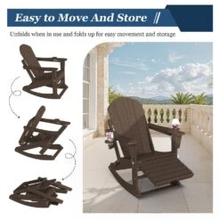 Adirondack Plastic HDPE Folding Outdoor Rocking Chair With Retractable Ottoman And Cup Holder For Patios In Coffee 15 Adirondack Plastic HDPE Folding Outdoor Rocking Chair With Retractable Ottoman And Cup Holder For Patios In Coffee -More Furniture Store jearey outdoor rocking chairs dgnyy coffee fa 1000